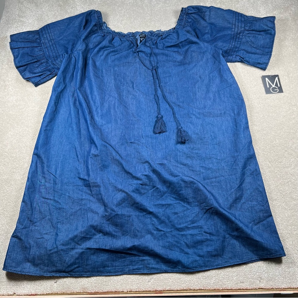 Mile Gabrielle Dress NWT Blue Denim Lightweight Cotton Blend Babydoll Women's 3X
